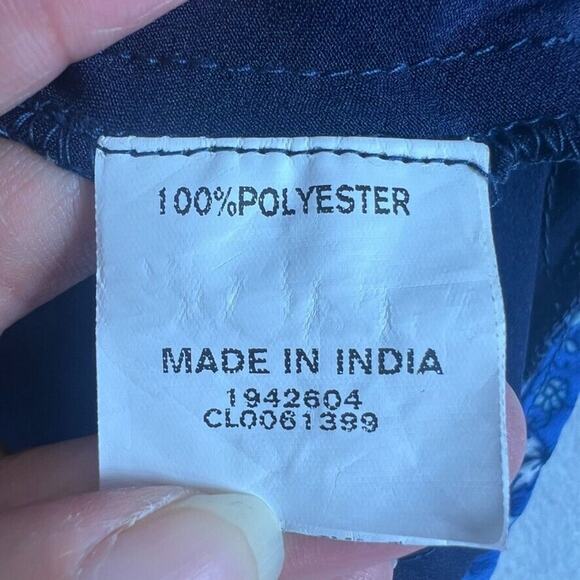 Wayward Fancies eShakti Custom Mini Dress Womens Small Floral Blue Wrap Belted - Picture 5 of 7